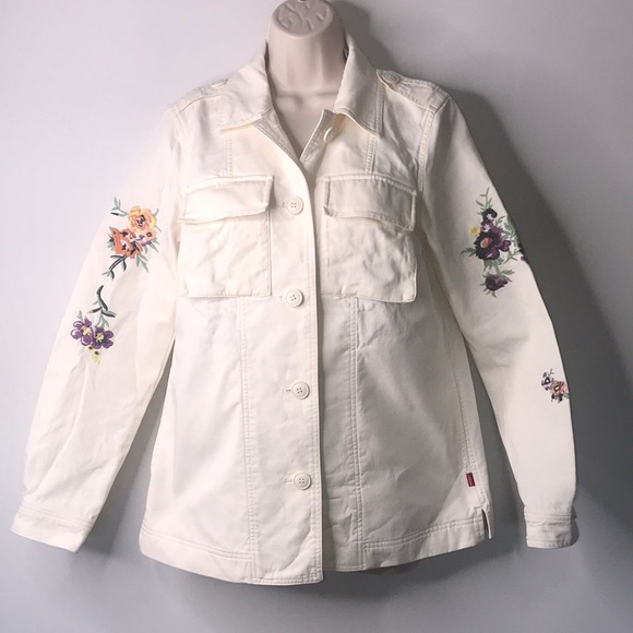Levi’s Floral Embroidered Cotton Shirt Jacket - Picture 5 of 7